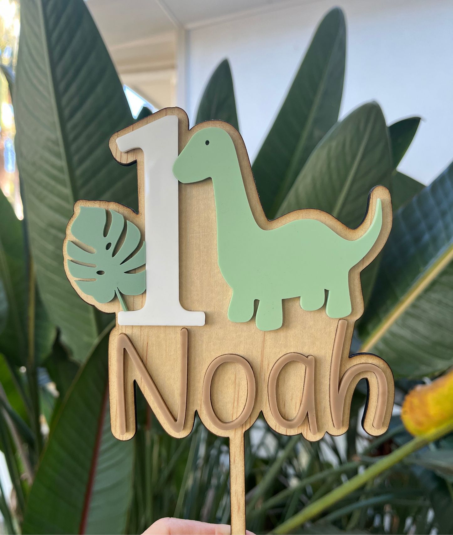 Custom Dinosaur Wooden & Acrylic Cake Topper