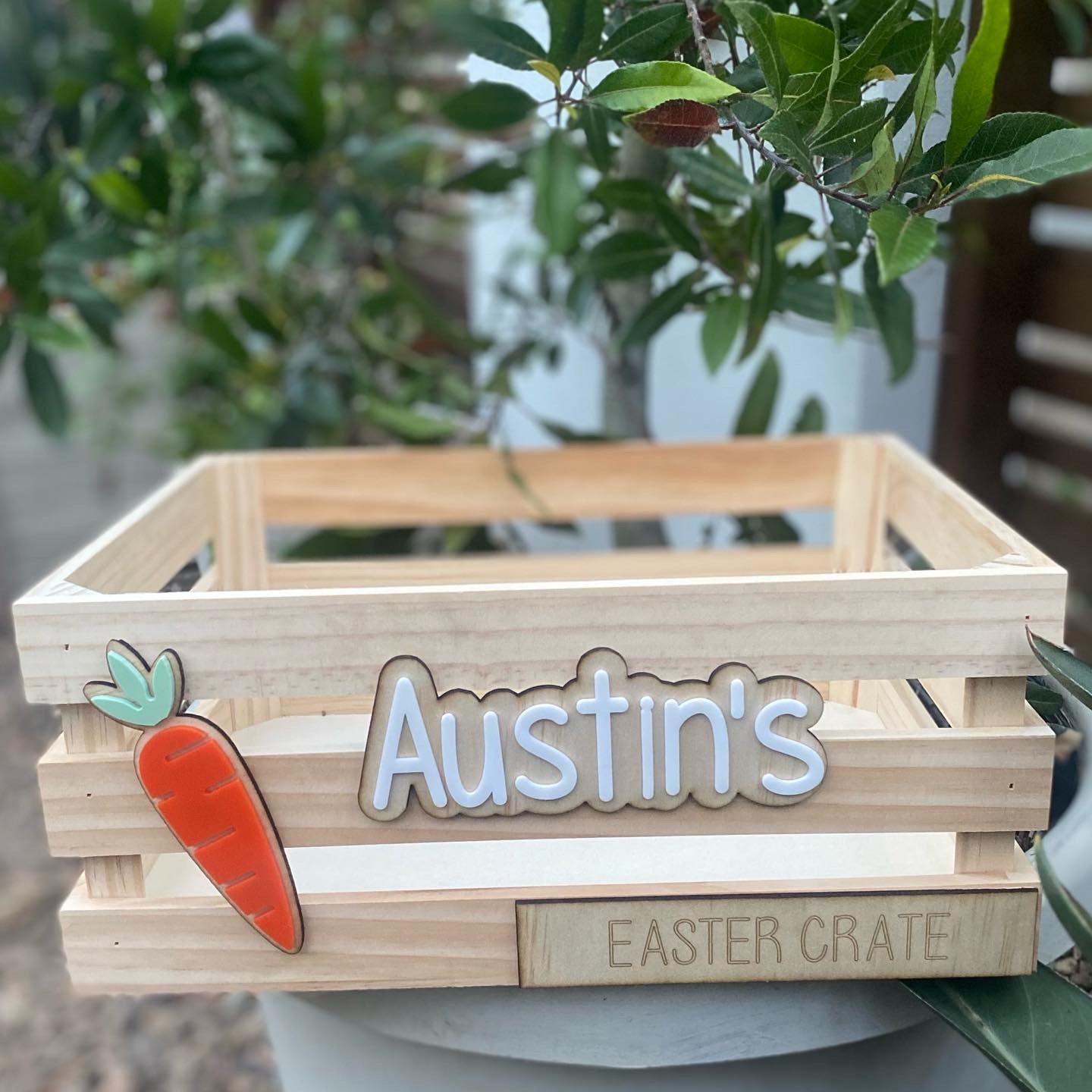 Personalised Wooden & Acrylic Christmas/Easter Box Decoration/ Names / Santa / Bunny/ Decoration Only