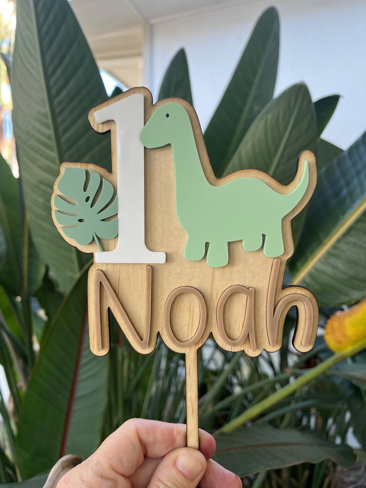 Custom Dinosaur Wooden & Acrylic Cake Topper