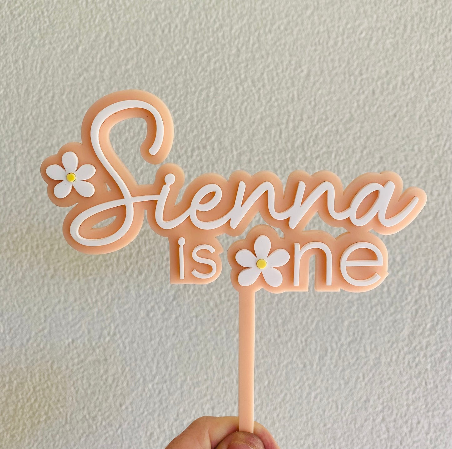 Personalised Acrylic Daisy with Birthday Number Cake Topper