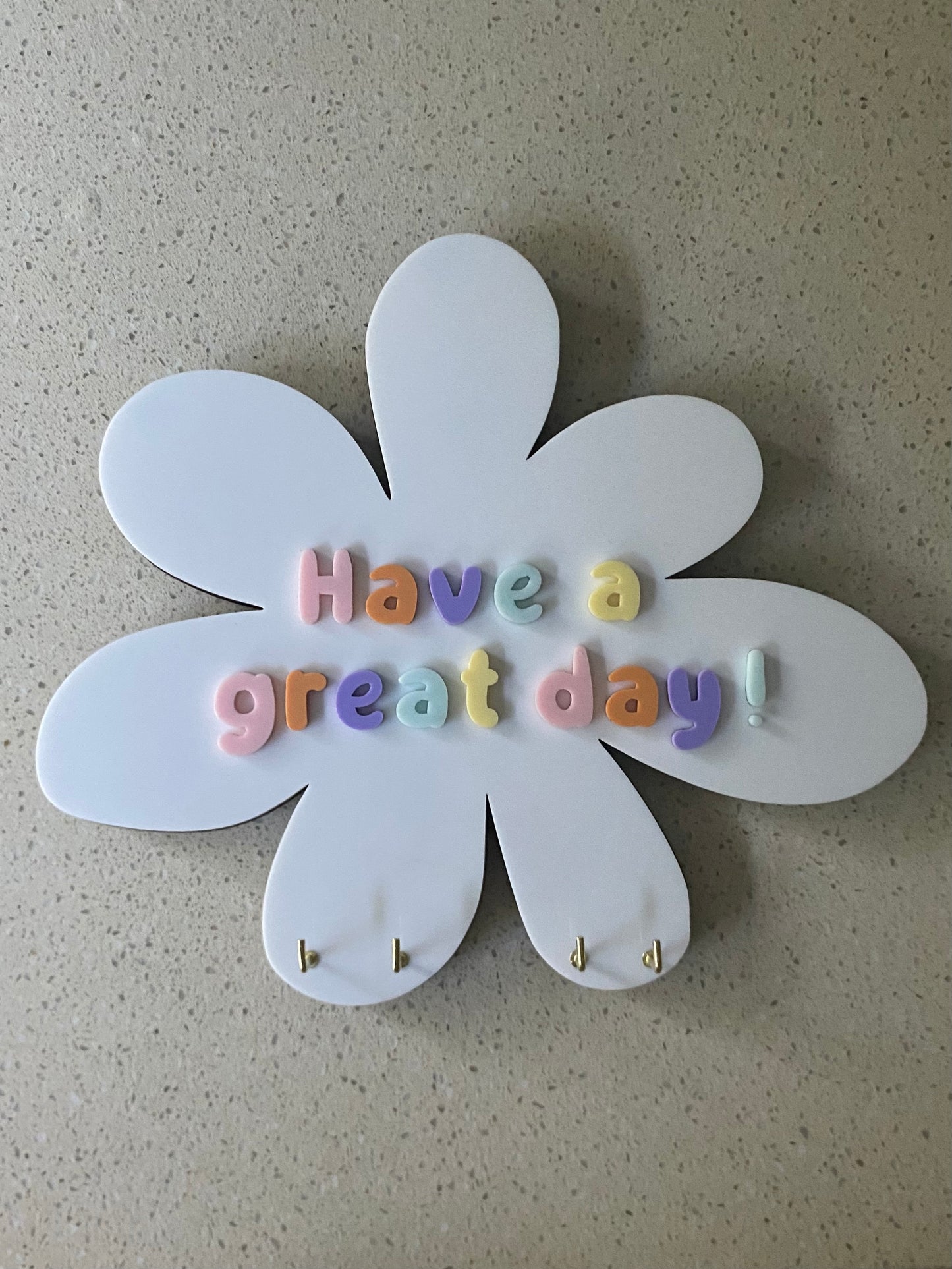 Acrylic Flower or Circle "Have a great day!" Keyring Holder