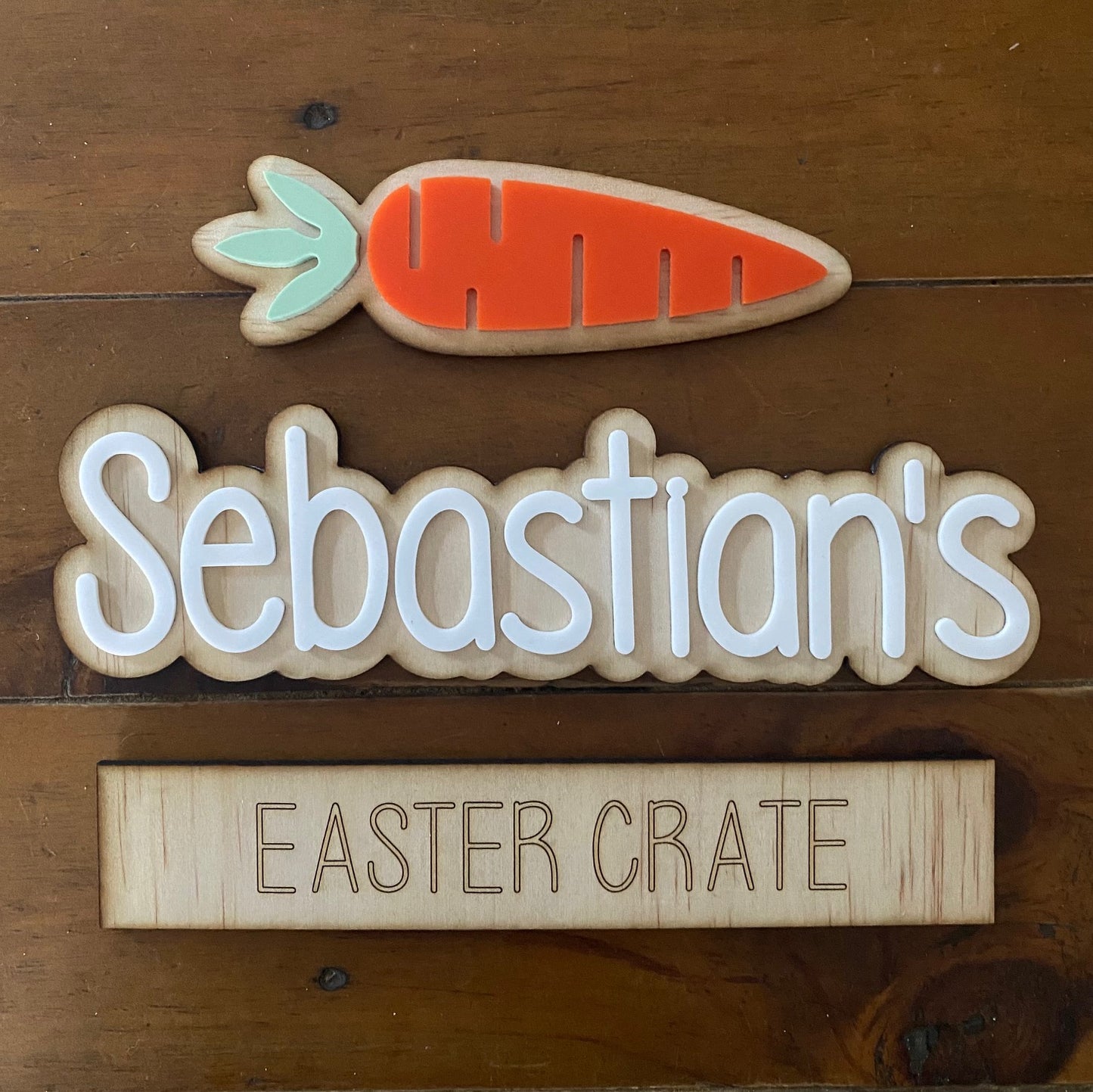 Personalised Wooden & Acrylic Christmas/Easter Box Decoration/ Names / Santa / Bunny/ Decoration Only