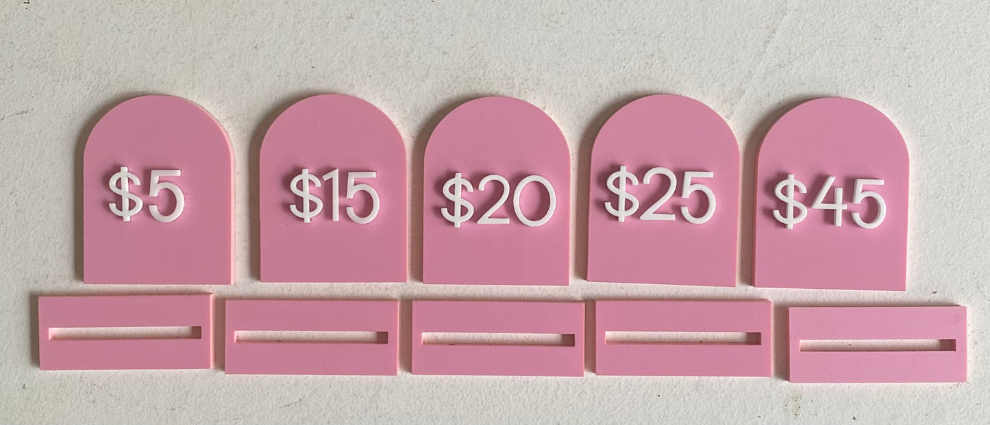 Acrylic Arch Price Tags with Stand