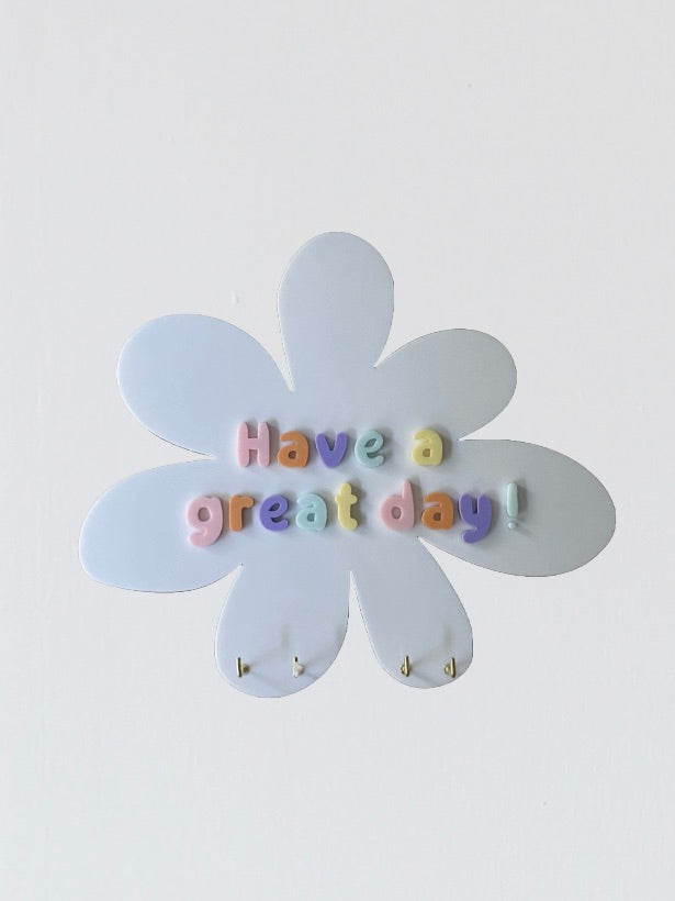 Acrylic Flower or Circle "Have a great day!" Keyring Holder