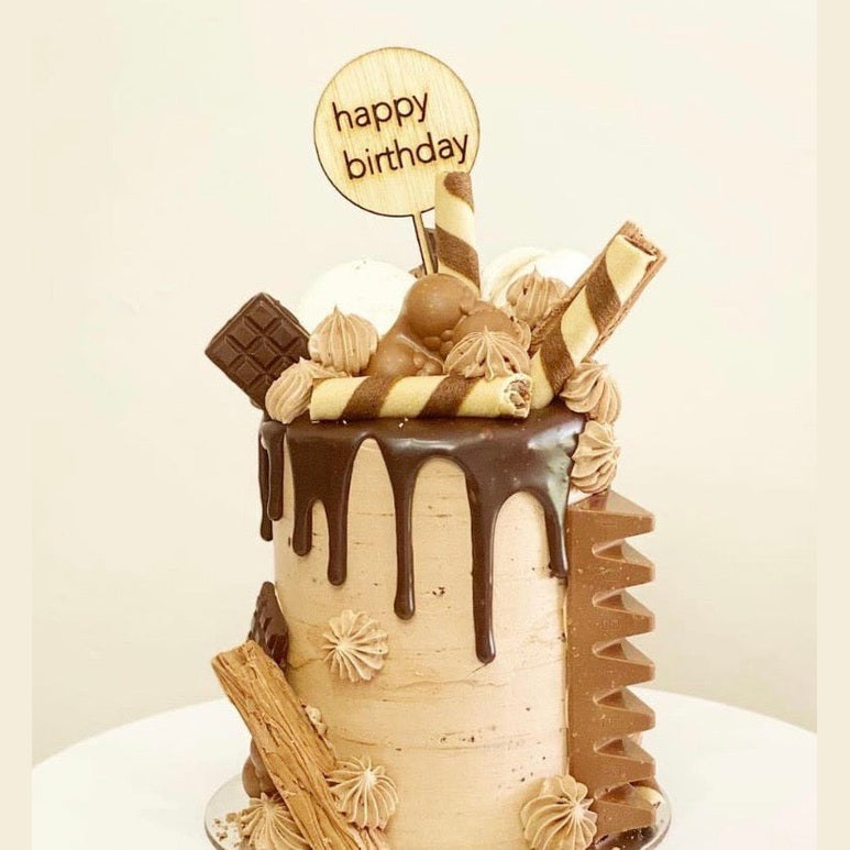 Wooden Cake Topper - Happy Birthday image 0