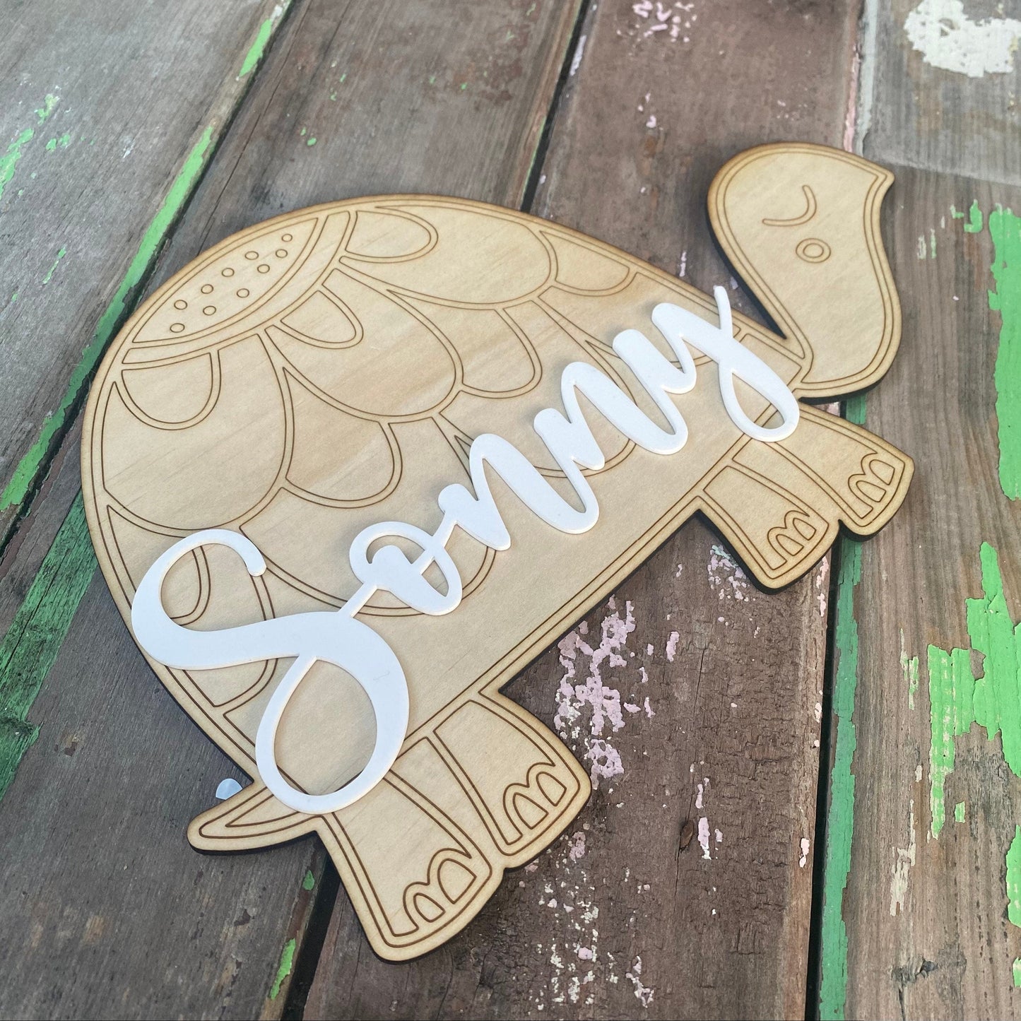 Personalised Wooden & Acrylic Turtle or Butterfly Wall Decor