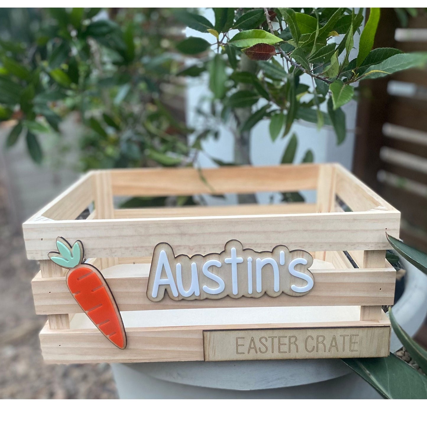 Personalised Wooden & Acrylic Christmas/Easter Box Decoration/ Names / Santa / Bunny/ Decoration Only