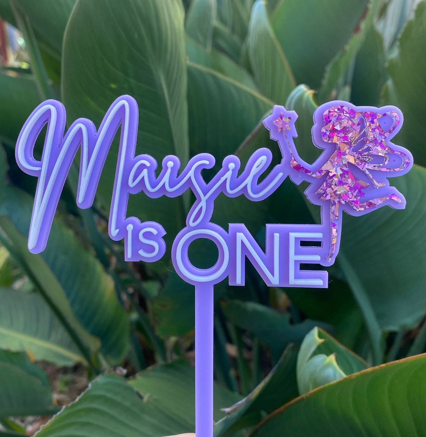 Personalised Glitter Fairy Acrylic Cake Topper