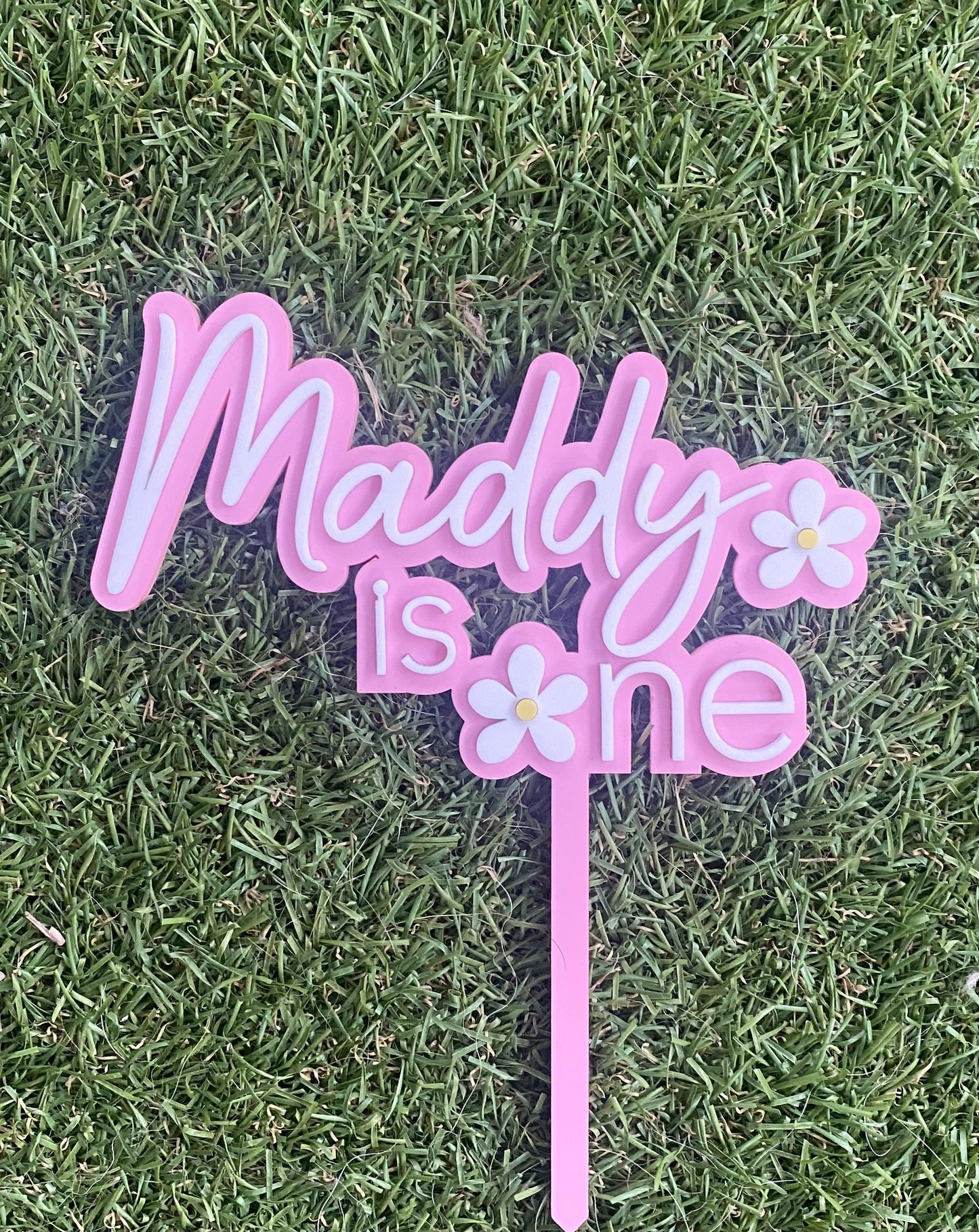 Personalised Acrylic Daisy with Birthday Number Cake Topper