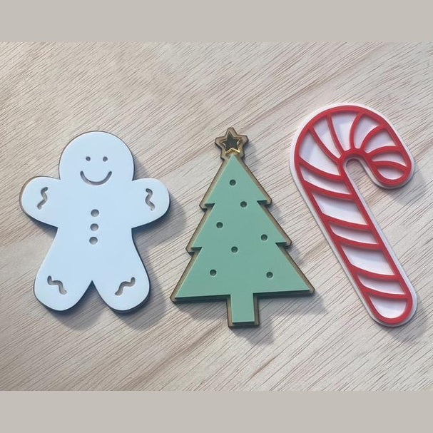 Personalised Wooden & Acrylic Christmas/Easter Box Decoration/ Names / Santa / Bunny/ Decoration Only