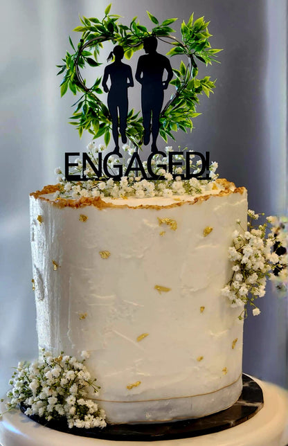 Runners Cake Topper Engaged | Just Married | Happy Birthday  image 0