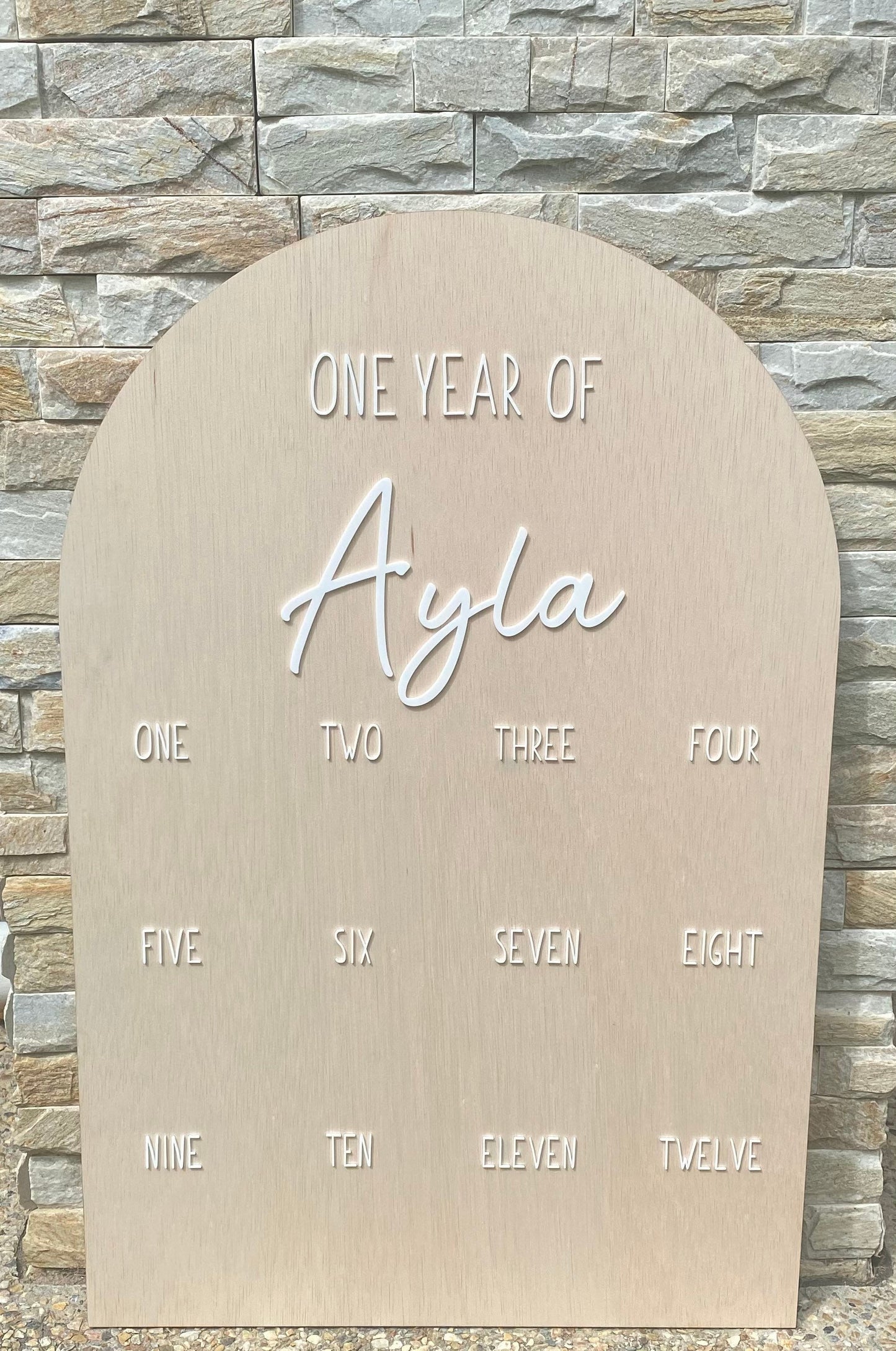 Personalised Wooden Arch Shaped Milestone Photo Board / Birthday Board / Photo Display
