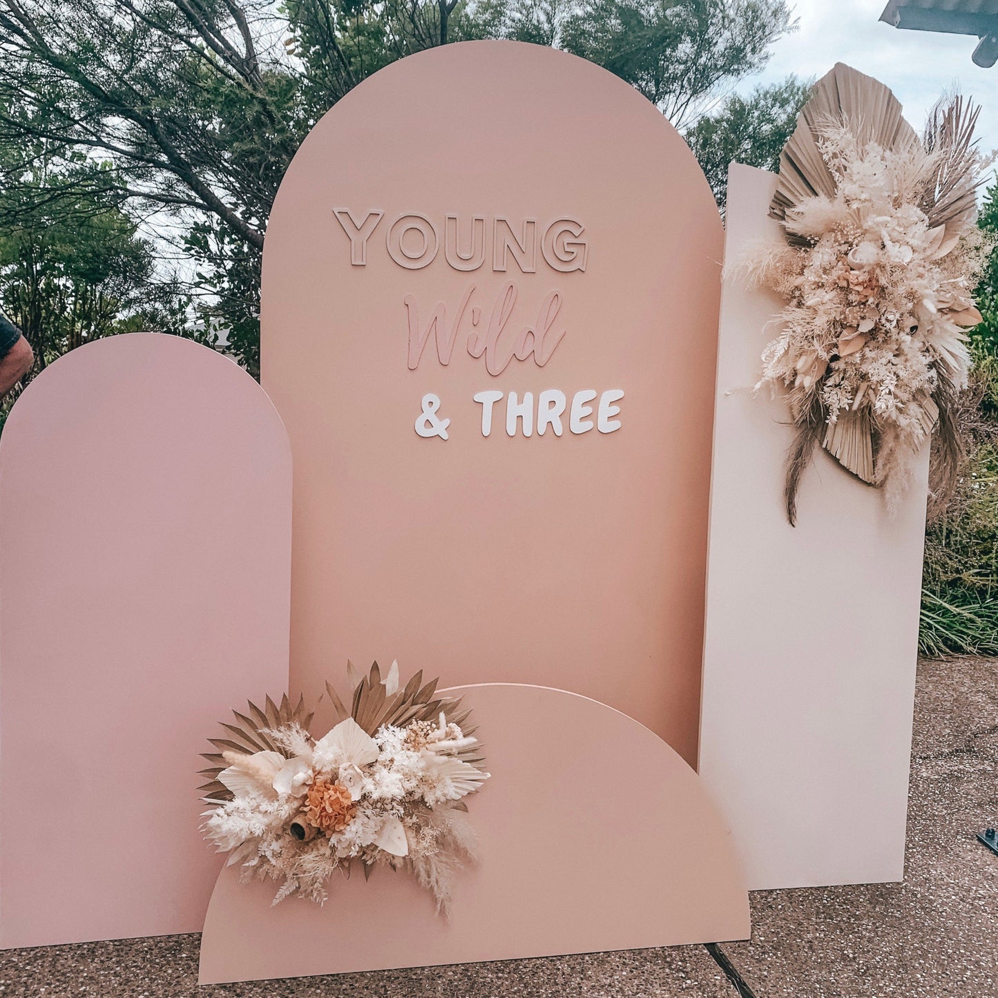 Young Wild and Three Wooden Backdrop Letters / Display