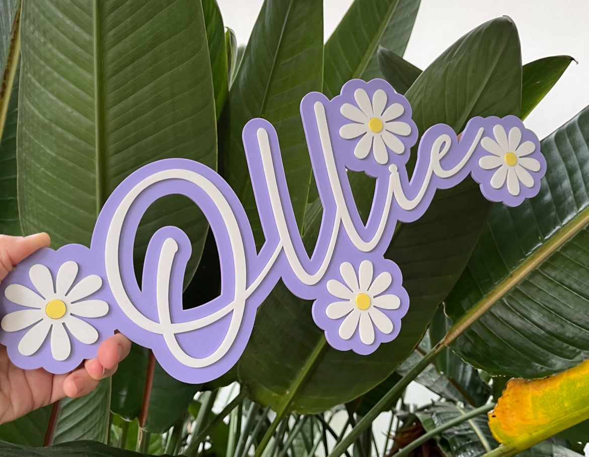 Daisy Name Acrylic BackDrop / Wall Decor / Wall Signs / Nursery Signs/Kids Room