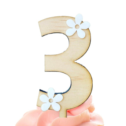 Wooden Daisy Number Cake / Cupcake Topper