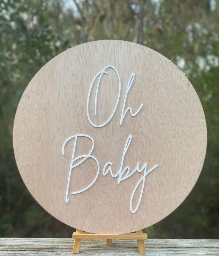 ‘Oh Baby’ Round Wooden Sign  image 3