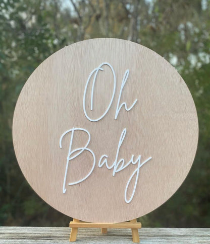 ‘Oh Baby’ Round Wooden Sign  image 3