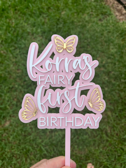 Personalised Fairy First Cake Topper