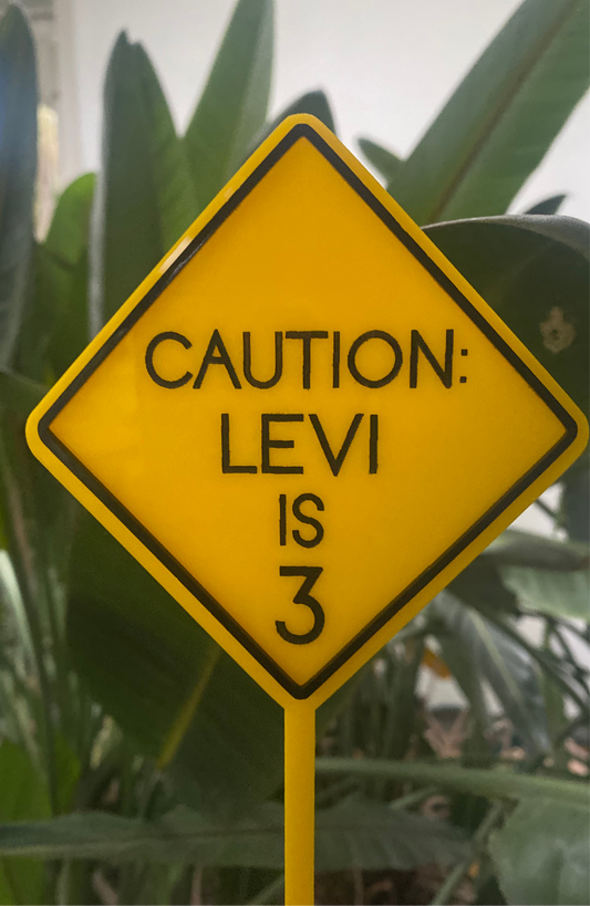 Personalised Caution/Construction Cake Topper
