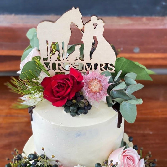 Wooden Mr & Mrs Cake Topper image 0