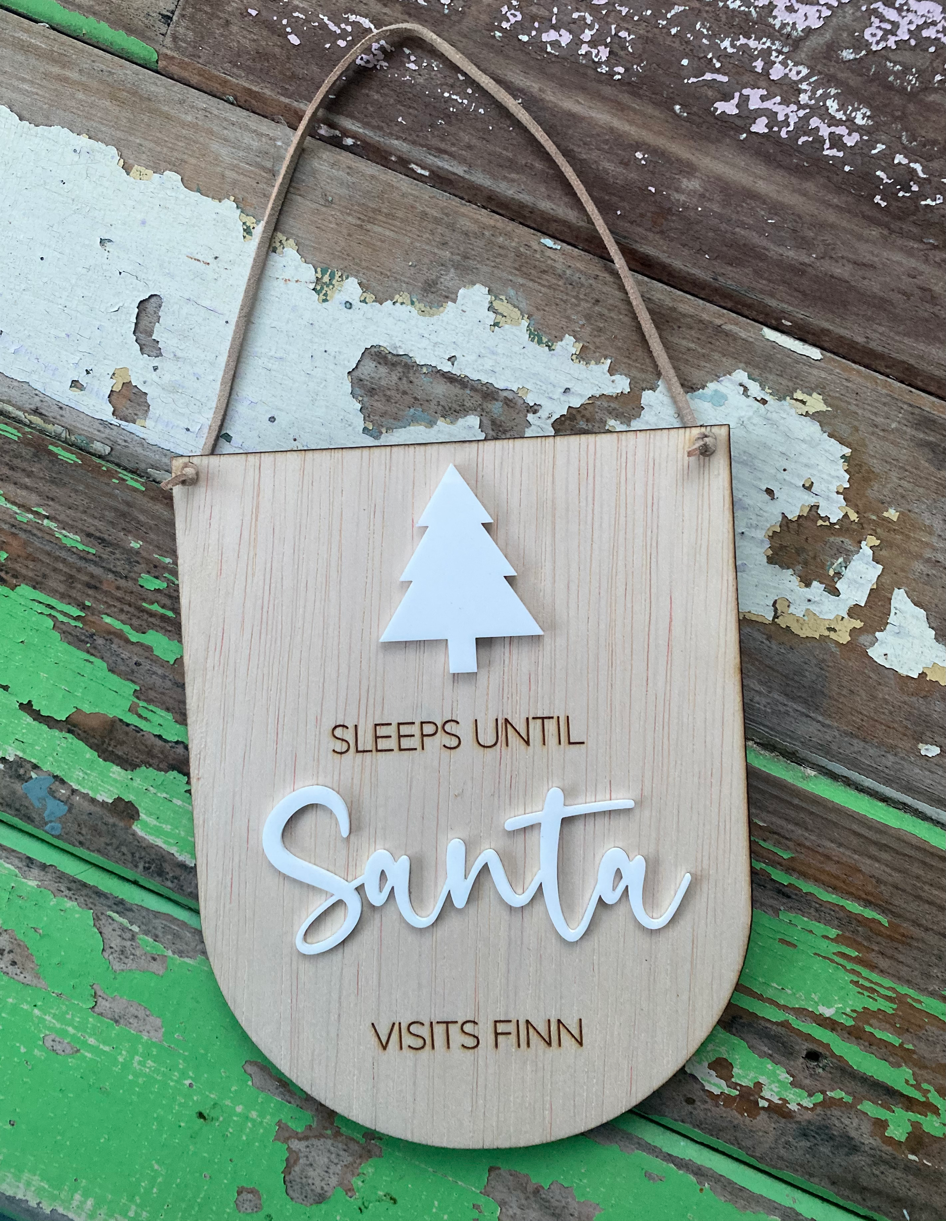 Personalised Sleeps Until Christmas Wooden Sign/Advent Calendar image 1