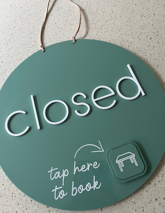 Open|Closed Acrylic Sign with NFC Tap Option