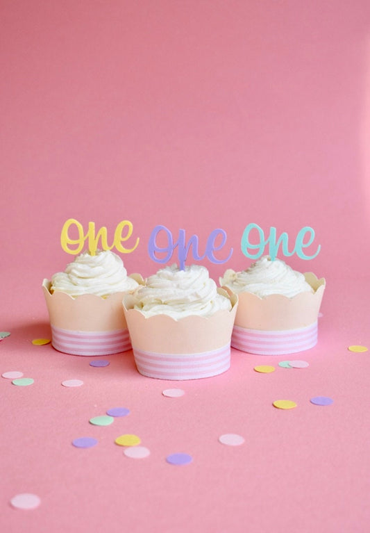 Number One/1st Birthday Pastel Acrylic Cupcake Toppers