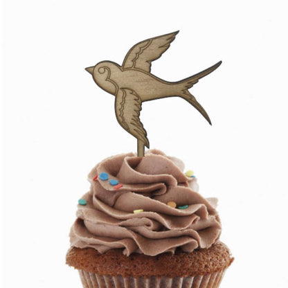 Wooden Swallow Cupcake Toppers image 0
