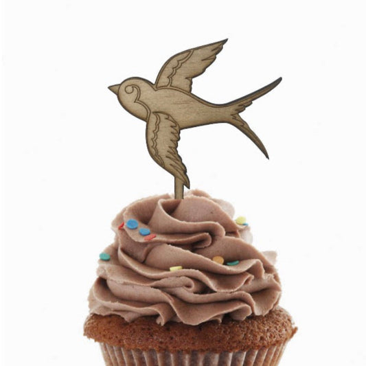 Wooden Swallow Cupcake Toppers image 0