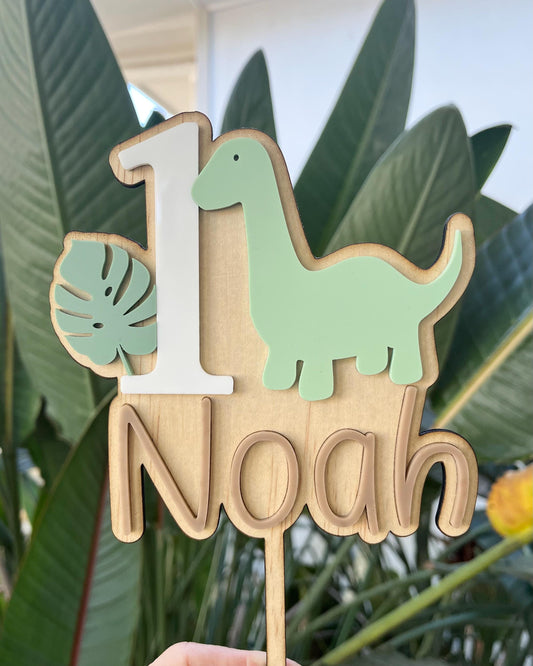 Dinosaur Acrylic and Wood Cake Topper