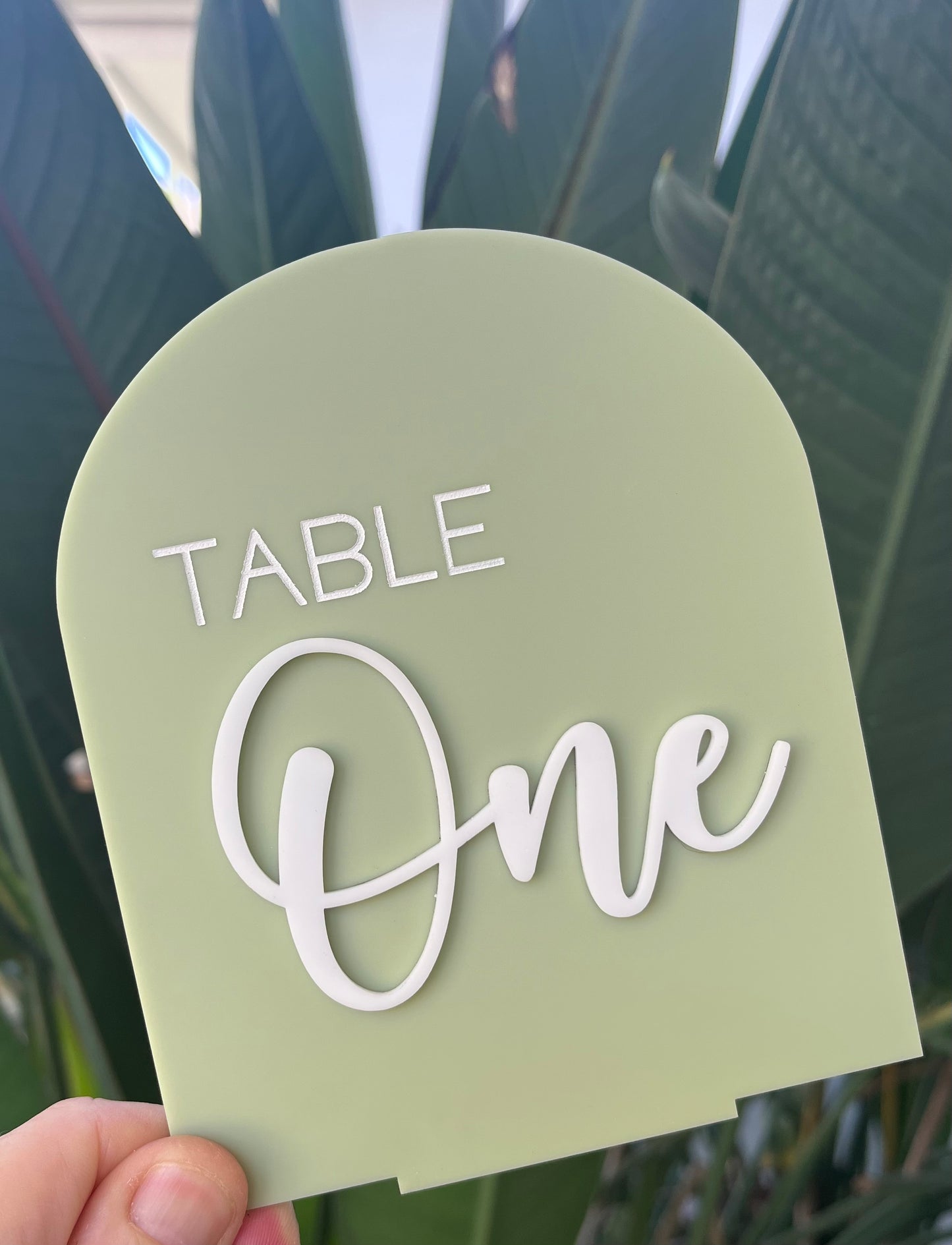 Arch Table Numbers with Stand - Engraved with Raised Acrylic