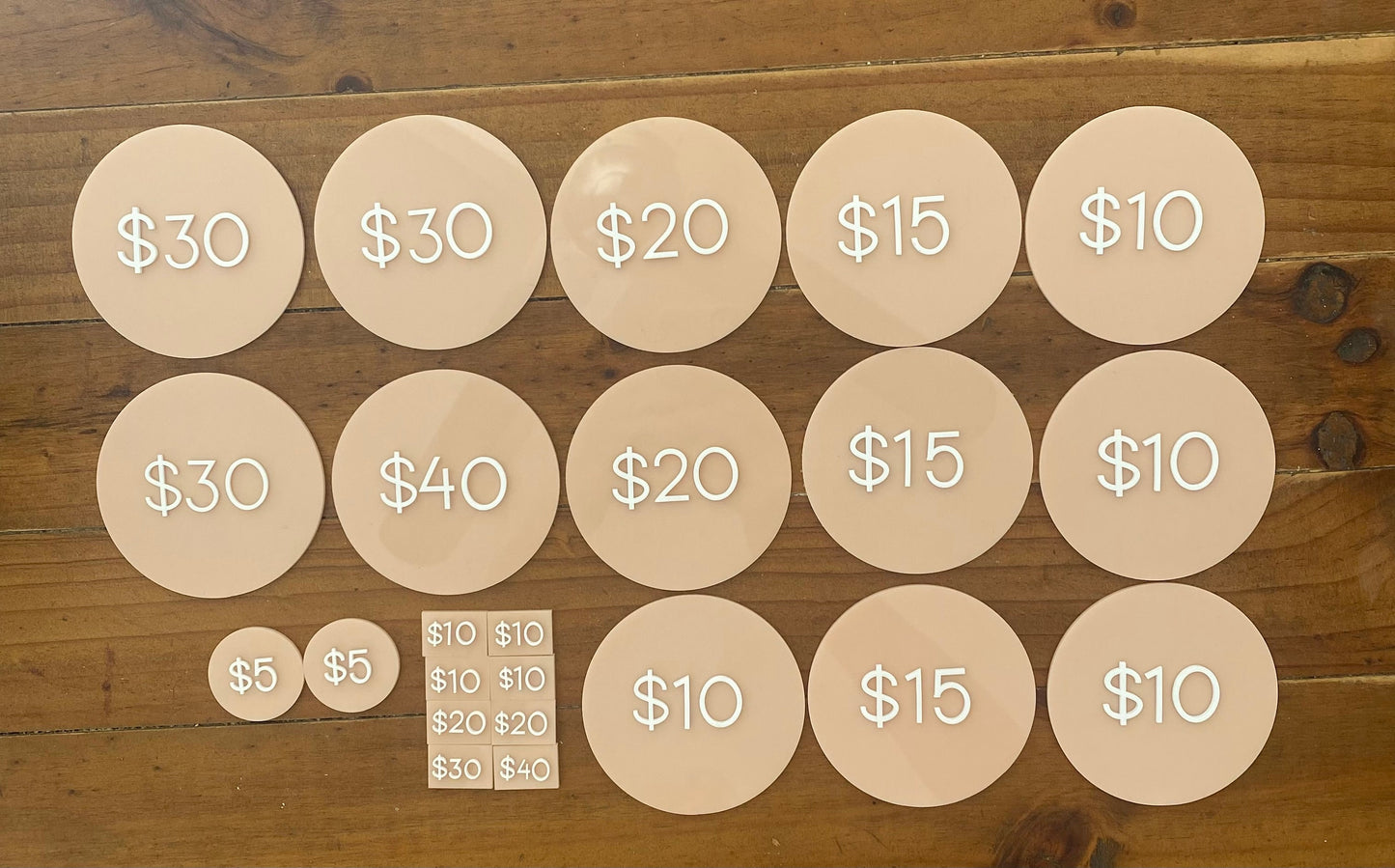Acrylic Shaped Price Tags / Market Display / Wording / Prices / Shop Display