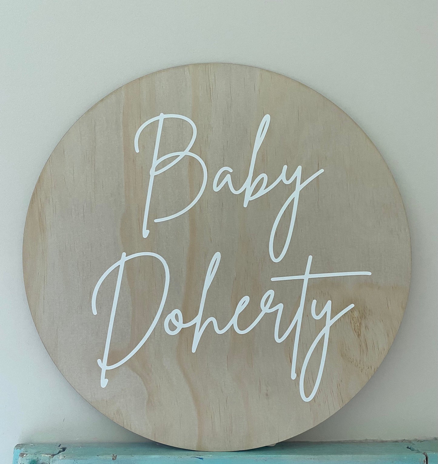 Personalised Baby Shower Round Wooden Sign/Party Display/Photo Shoot