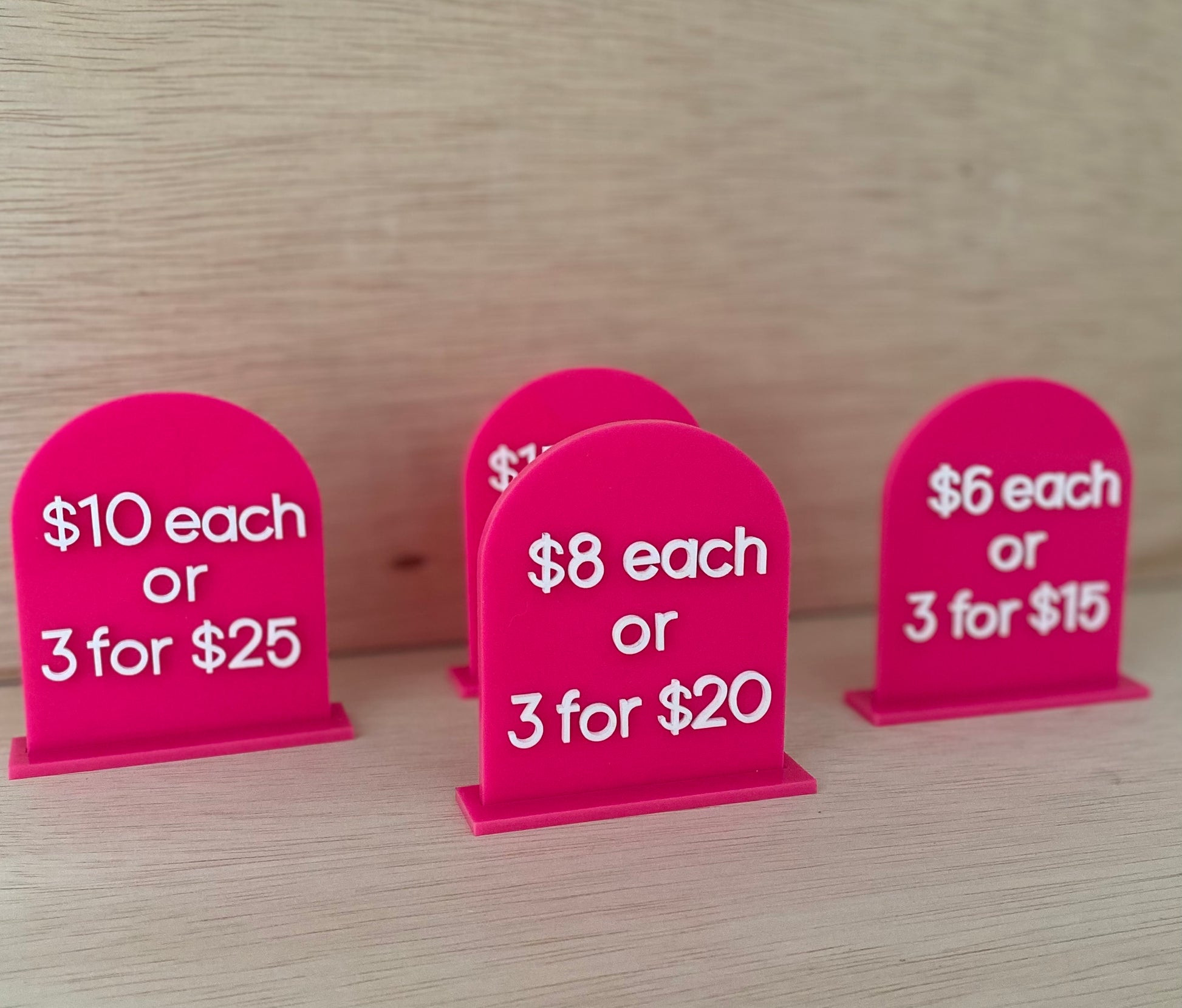 Acrylic price tag shapes with stand image 1
