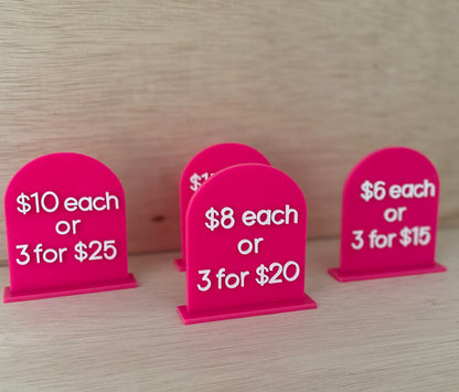 Acrylic price tag shapes with stand image 1