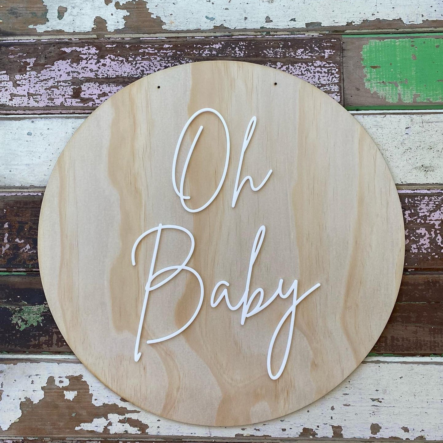 ‘Oh Baby’ Round Wooden Sign  image 0
