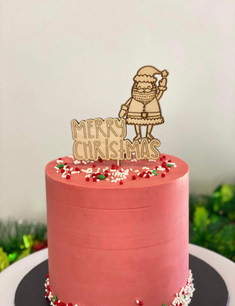 Merry Christmas Wooden Cake Topper image 1
