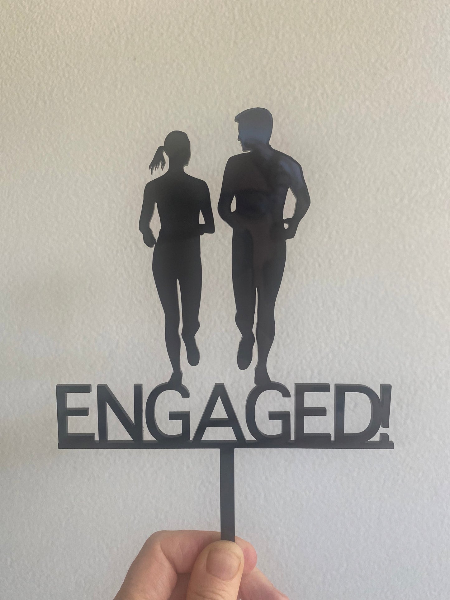 Runners Cake Topper Engaged | Just Married | Happy Birthday  image 1