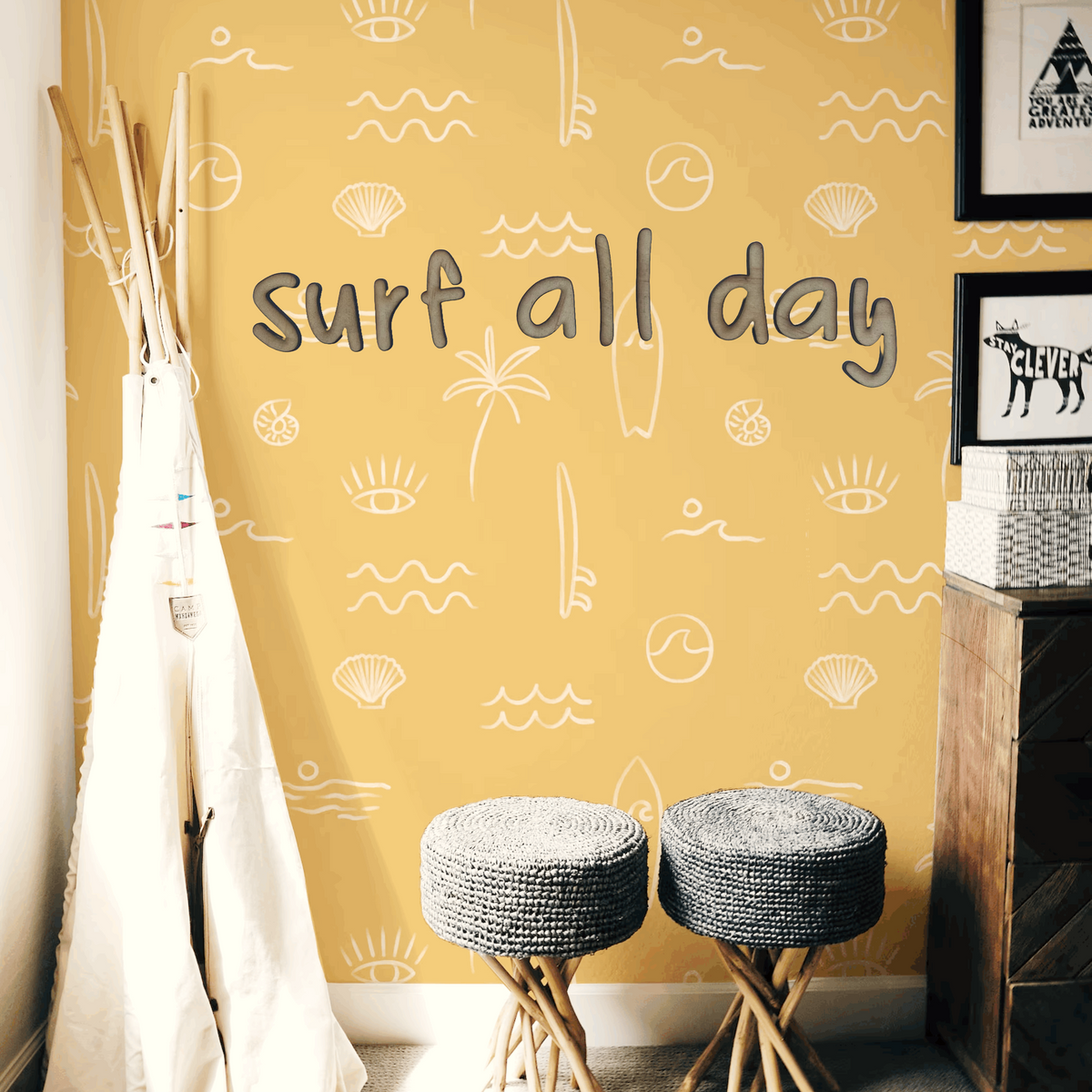 'Surf All Day' Wooden Wall Letters | Display image 1