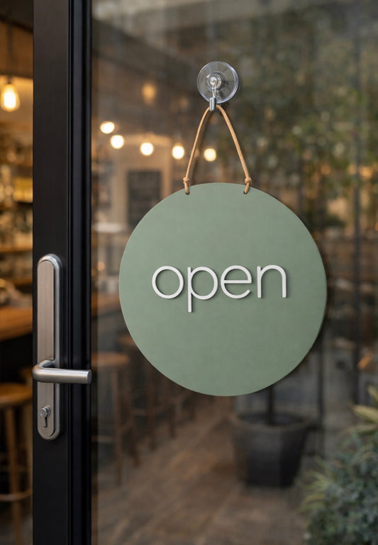 Open/Closed Acrylic Hanging Circle Sign