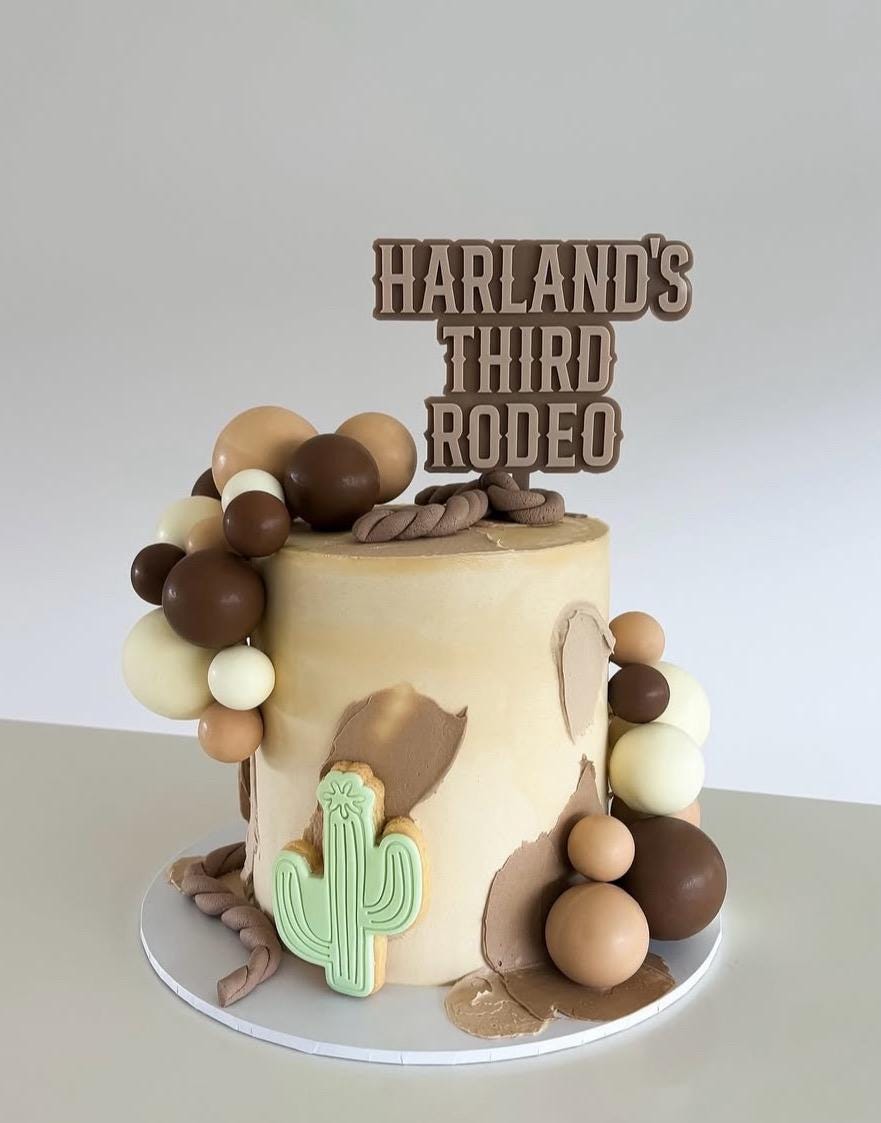 Personalised Birthday Number Rodeo Acrylic Cake Topper / Cowgirl / Cowboy /First Birthday Cake Topper