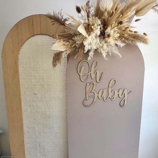 Oh Baby Large Wooden Backdrop Wording | Baby Shower Display | Event Signage