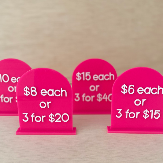 Acrylic price tag shapes with stand image 0