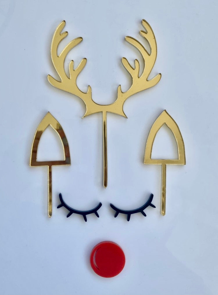 Acrylic or Wood Reindeer Cake Topper Kit image 1