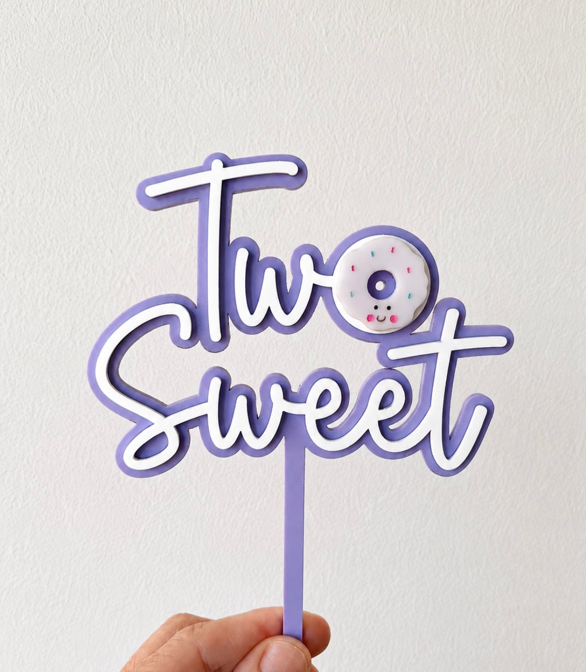 Sweet Two with Donut or Strawberry  Birthday Acrylic Cake Topper