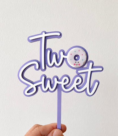 Sweet Two with Donut or Strawberry  Birthday Acrylic Cake Topper