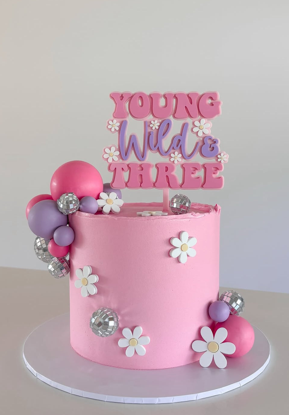 Young Wild & Three Acrylic Cake Topper