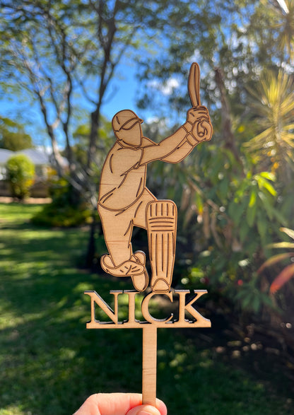 Wooden Personalised Engraved Cricket Player