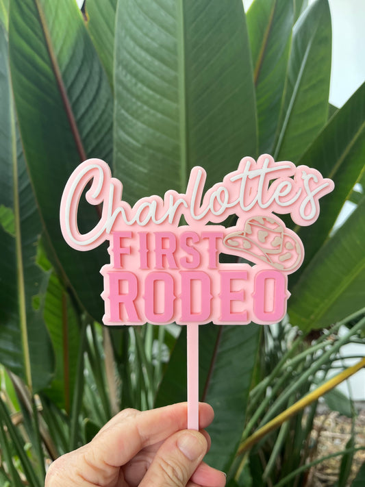 Personalised First Rodeo Acrylic Cake Topper