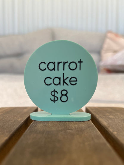 Acrylic Circle with Stand | Product Display | Price Tags | Cafe Signage | Event Signs